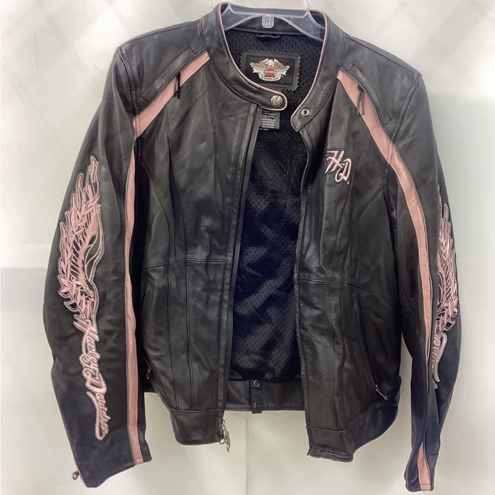 Harley Davidson Black and Pink Leather Jacket